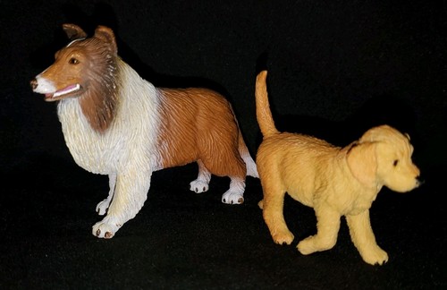 Pair dog figures golden - pair,