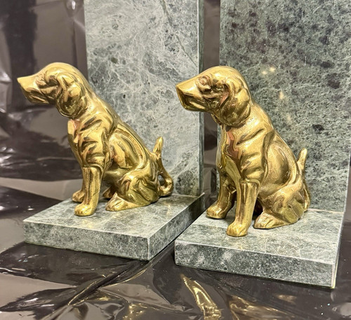 Vintage brass dog bookends - vintage,