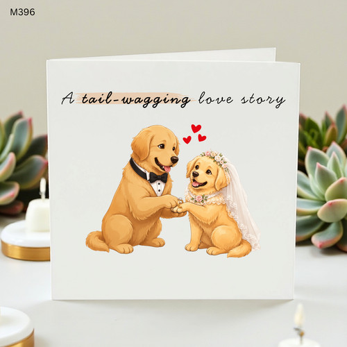 Golden retriever wedding card - wedding,